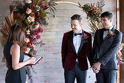 Rustic Same Sex Wedding Fondata 1872 Gay Ceremony Inside circular arbor