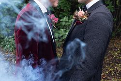 Rustic Same Sex Wedding Fondata 1872 smoke bomb