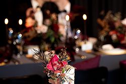 Rustic Same Sex Wedding Fondata 1872 cake burgundy gold black table