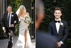 Traditional Luxe Wedding Quat Quatta ceremony bride walking down the isle to groom